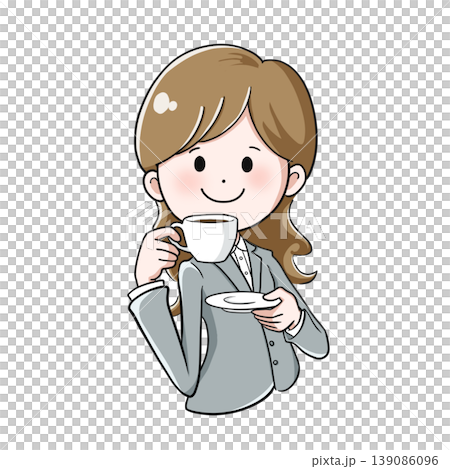 カフェやオフィスで一息つく笑顔のビジネス女性 139086096