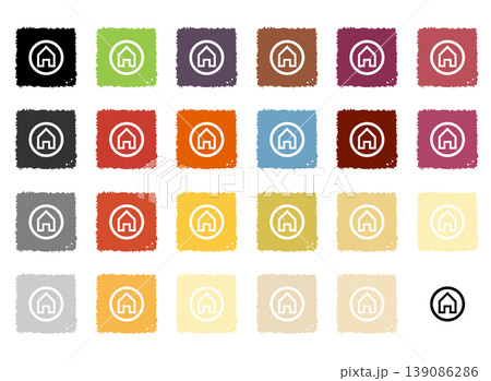 CTAボタン セット17(秋色筆の四角) home CTAボタン セット17(秋色筆の四角) home 139086286