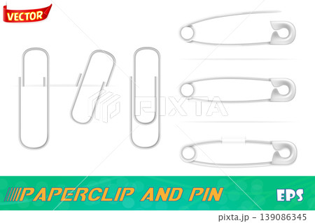 safety pin and paper clip vector illustration 139086345