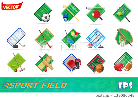 court playground stadium and field for sports games icons vector illustration 139086349