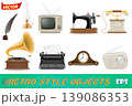 objects retro old vintage icons stock vector illustration 139086353