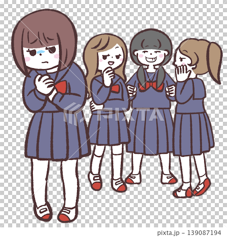 一幅描繪女學生被排除在外的插圖。 一幅描繪女學生被排除在外的插圖。 139087194