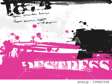 Grunge urban typography design with pink paint and distressed textures 139087288