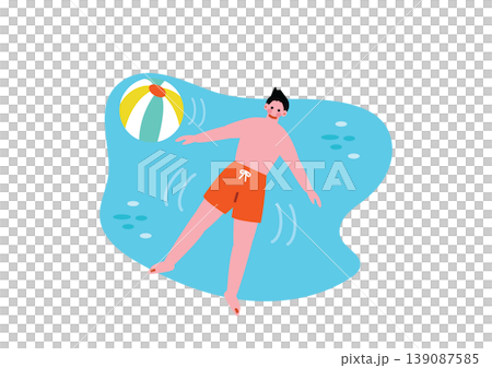 プールで遊ぶ男性のイラスト プールで遊ぶ男性のイラスト 139087585
