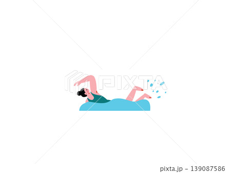 プールで泳ぐ女性のイラスト 139087586