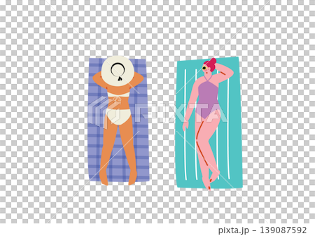 Illustration of a woman relaxing on the beach 139087592