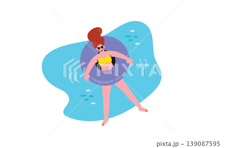プールで遊ぶ女性のイラスト 139087595