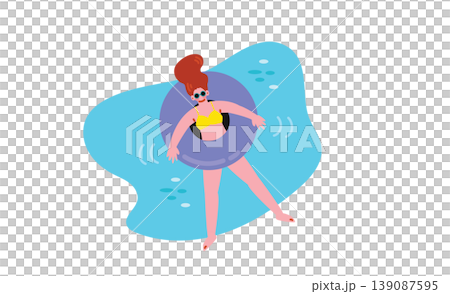 Illustration of a woman playing in a swimming pool 139087595