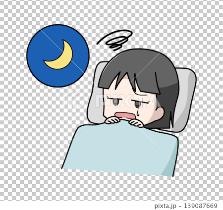 一幅失眠女孩的插圖 一幅失眠女孩的插圖 139087669