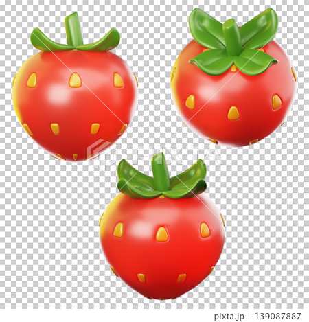 3D Icon fresh strawberries on three points of view. On transparent background. On transparent background. 3D illustration. High resolution 3D Icon fresh strawberries on three points of view. On transparent background. On transparent background. 3D illustration. High resolution 139087887