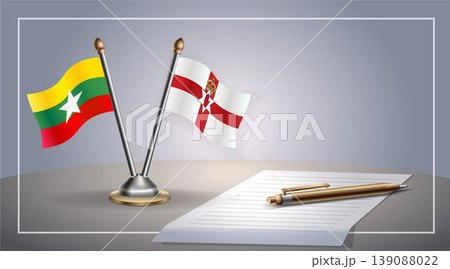 Small national flag of Myanmar and Northern Ireland flag Relation, Template Vector Illustration 139088022