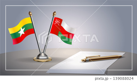 Small national flag of Myanmar and Oman flag Relation, Template Vector Illustration Small national flag of Myanmar and Oman flag Relation, Template Vector Illustration 139088024