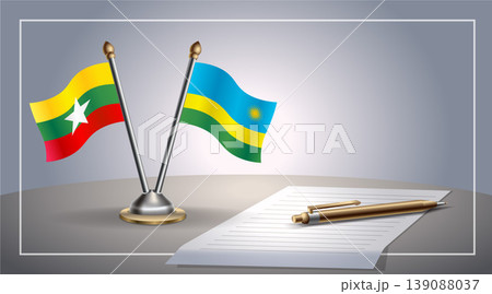 Small national flag of Myanmar and Rwanda flag Relation, Template Vector Illustration Small national flag of Myanmar and Rwanda flag Relation, Template Vector Illustration 139088037