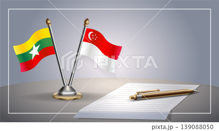 Small national flag of Myanmar and Singapore flag Relation, Template Vector Illustration Small national flag of Myanmar and Singapore flag Relation, Template Vector Illustration 139088050