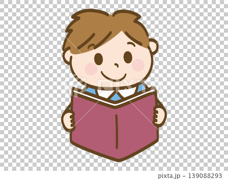 A preschool boy reading a book A preschool boy reading a book 139088293