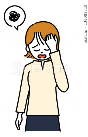 頭を抱える女性のイラスト 139088519