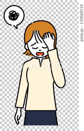拿著她的頭的婦女的例證 拿著她的頭的婦女的例證 139088519