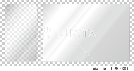 Smartphone and laptop screens. Reflective glass, windows, and displays. 139088833