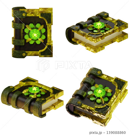 Game Asset. Natur magic book. Isolated on transparent background. 3D illustration. High resolution Game Asset. Natur magic book. Isolated on transparent background. 3D illustration. High resolution 139088860