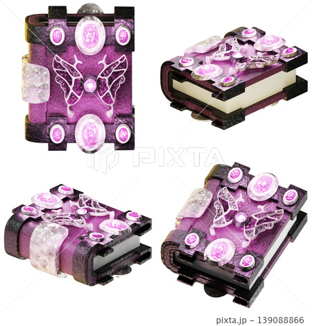 Game Asset. Earth magic book. Isolated on transparent background. 3D illustration. High resolution 139088866