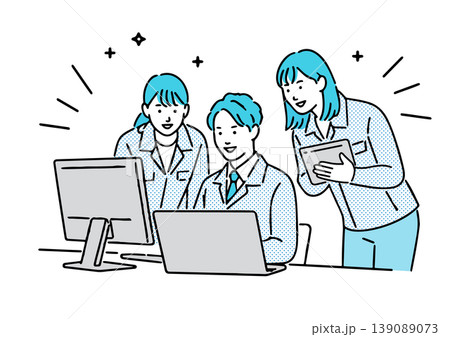 作業服を着た人たちの会議のイラスト 作業服を着た人たちの会議のイラスト 139089073