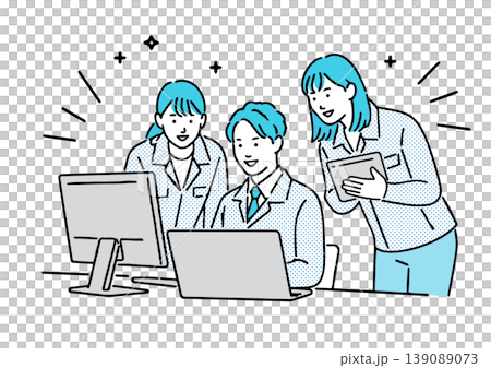 作業服を着た人たちの会議のイラスト 作業服を着た人たちの会議のイラスト 139089073