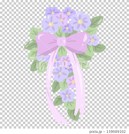 Pastel Purple Flower Bouquet With Ribbon Bow Elegant Spring Floral Arrangement Decorative Botanical Clipart Illustration Pastel Purple Flower Bouquet With Ribbon Bow Elegant Spring Floral Arrangement Decorative Botanical Clipart Illustration 139089102