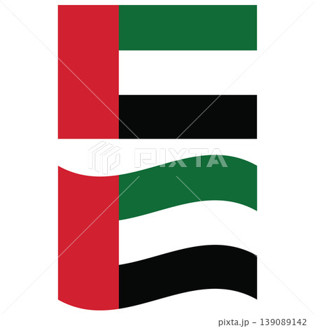 Waving flag of United Arab Emirates. United Arab Emirates flag on white background. UAE Flag. flat style. 139089142