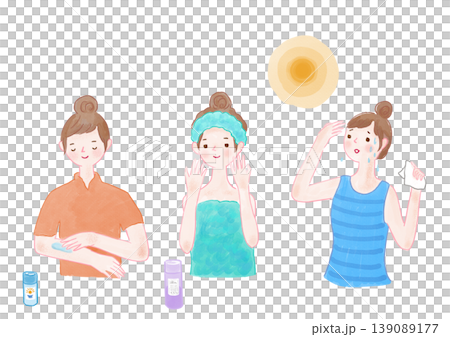 注重皮膚護理以保護自己免受紫外線傷害的女性。 139089177