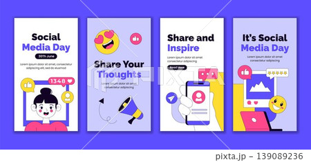 Social Media Day Flat Cartoon Hand Drawn Story Background Template Illustration Social Media Day Flat Cartoon Hand Drawn Story Background Template Illustration 139089236