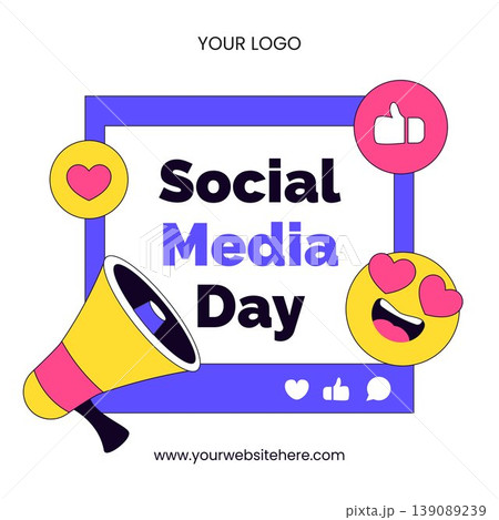 Flat Cartoon Hand Drawn Illustration Background Social Media Day Template Flat Cartoon Hand Drawn Illustration Background Social Media Day Template 139089239