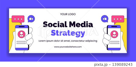 Flat Cartoon Hand Drawn Cover Background Social Media Day Template Illustration 139089243