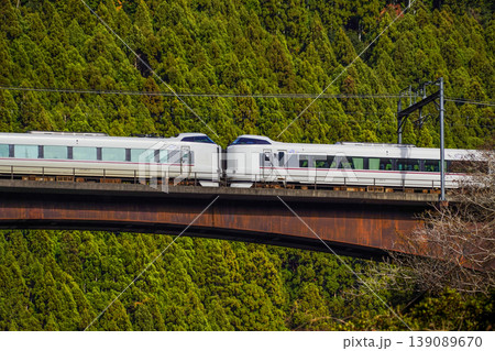 京都 保津川下り 船上から見る特急電車 京都 保津川下り 船上から見る特急電車 139089670