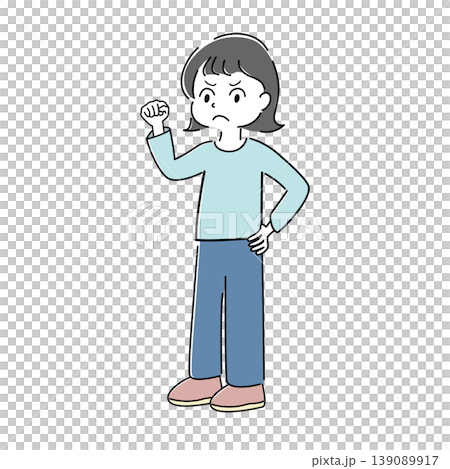 一幅簡單的全身插圖,描繪了一位憤怒地舉起拳頭的女性(挑戰、不滿、抗議、壓力、情緒表達、人物)。 一幅簡單的全身插圖,描繪了一位憤怒地舉起拳頭的女性(挑戰、不滿、抗議、壓力、情緒表達、人物)。 139089917