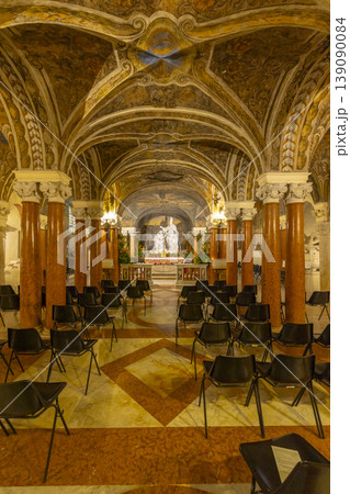 Crypt interior with religious sculpture in Ascoli Piceno Crypt interior with religious sculpture in Ascoli Piceno 139090084