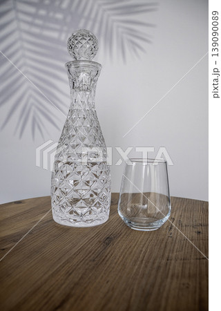 Crystal decanter of water with a glass 139090089