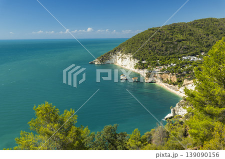 Gargano coastline vista with Mergoli Beach in Apulia, Italy Gargano coastline vista with Mergoli Beach in Apulia, Italy 139090156