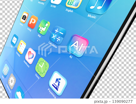 AIや計算機アプリが表示されたスマホ画面 AIや計算機アプリが表示されたスマホ画面 139090277