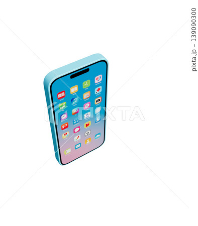 青いスマートフォンとカラフルなアイコン 139090300