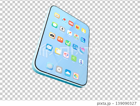 A tablet with colorful icons displayed. A tablet with colorful icons displayed. 139090327