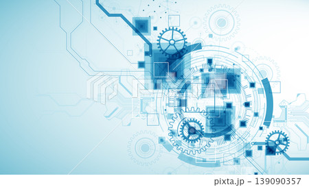 Abstract technological background with cogwheels and plexus effect. Vector Abstract technological background with cogwheels and plexus effect. Vector 139090357