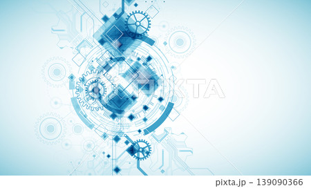 Abstract technological background with cogwheels and plexus effect. Vector Abstract technological background with cogwheels and plexus effect. Vector 139090366