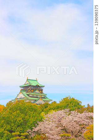 大阪府大阪市、桜と大阪城の風景 大阪府大阪市、桜と大阪城の風景 139090375