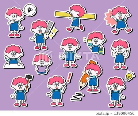 かわいい男の子のイラストセット(技術)_フチあり かわいい男の子のイラストセット(技術)_フチあり 139090456
