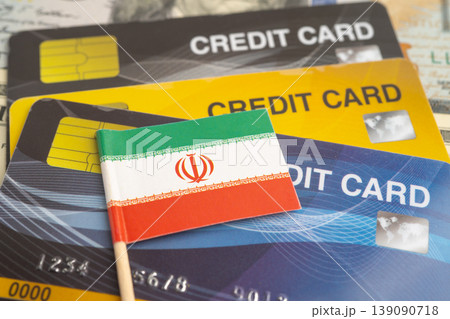 Credit card model with Iran flag, financial investment economy business banking. Credit card model with Iran flag, financial investment economy business banking. 139090718