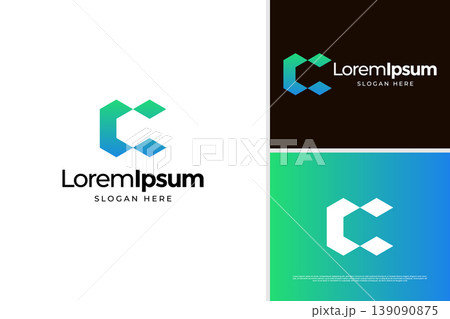 Geometric letter C monogram logo design. Initial C technology logo design template Geometric letter C monogram logo design. Initial C technology logo design template 139090875