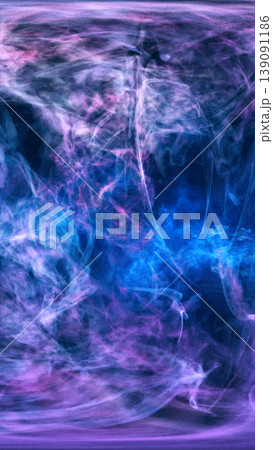 Purple and blue smoke clouds swirling like nebula ink in water, abstract texture background 139091186