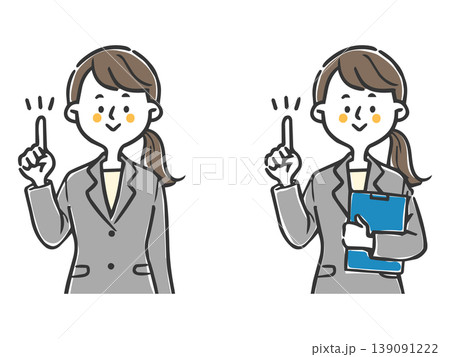 ポイントを説明する女性会社員2 上半身 ベクター ポイントを説明する女性会社員2 上半身 ベクター 139091222