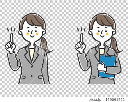 ポイントを説明する女性会社員2 上半身 ベクター ポイントを説明する女性会社員2 上半身 ベクター 139091222