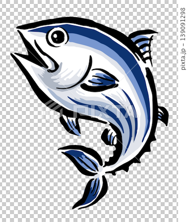 跳躍的鰹魚 - 手繪插圖，筆觸細膩 139091298